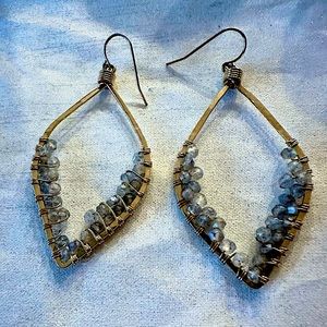 Labradorite Gold Earrings EUC